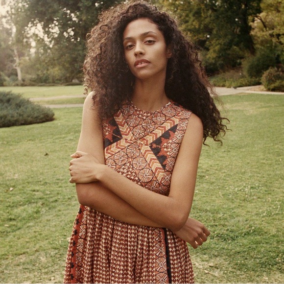 Dôen Tulsi Dress Sleeveless Clay Patchwork Quilted - Picture 2 of 10